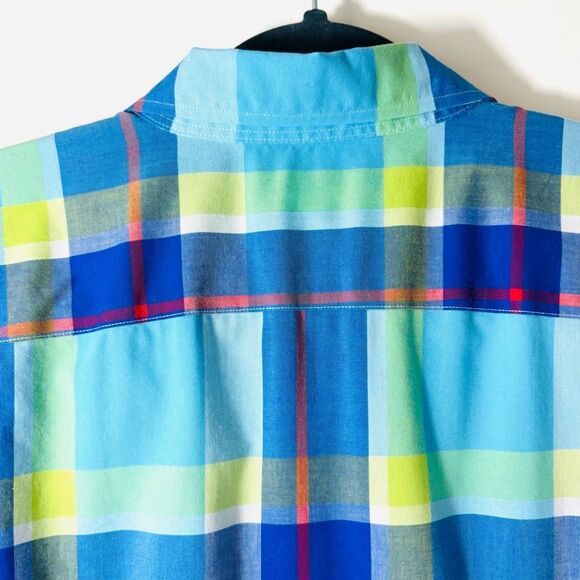 Chaps L No-Iron cotton plaid 3/4 sleeve paisley print cuffs button up shirt - Picture 7 of 13